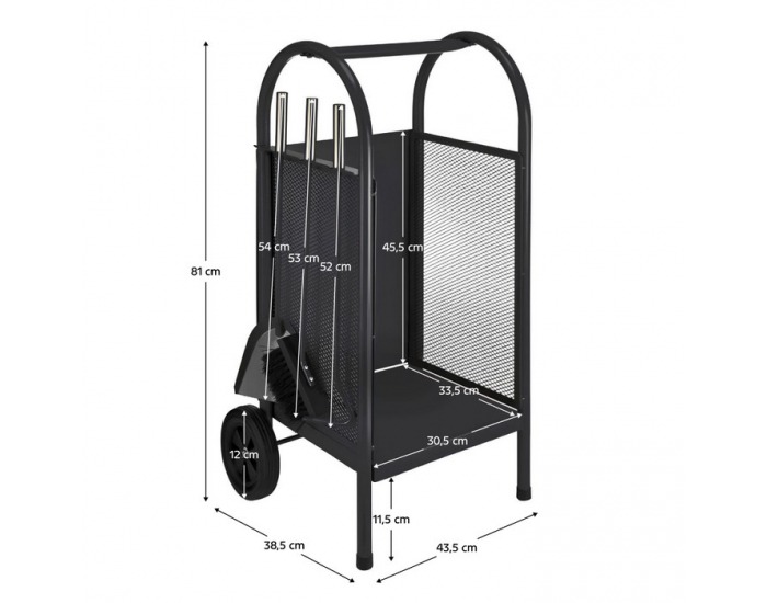 Stojan na drevo s krbovým náradím Kafer - čierna
