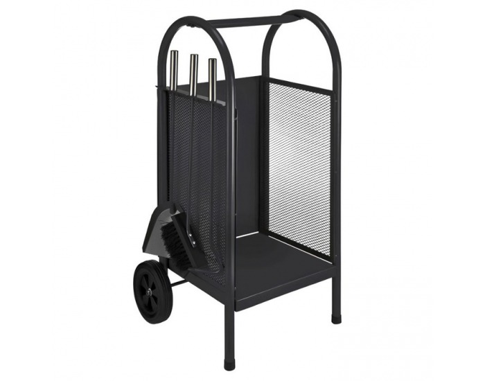 Stojan na drevo s krbovým náradím Kafer - čierna