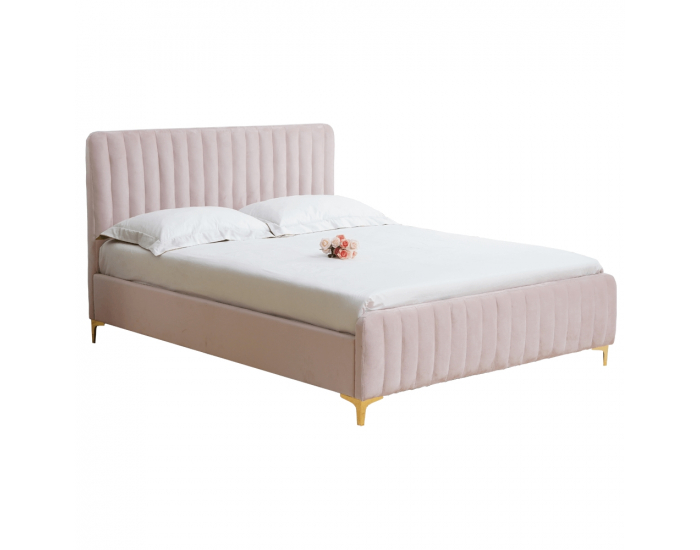 Manželská posteľ s roštom Kaisa 180x200 cm - ružová / zlatá matná