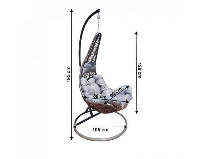 Závesné hojdacie kreslo Kalea 2 New - sivá / svetlosivá