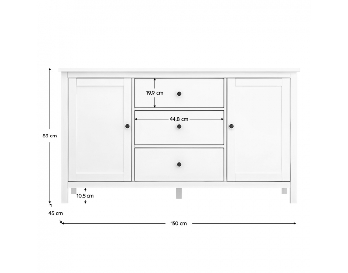 Dvojdverová komoda so zásuvkami Kaleo - biela