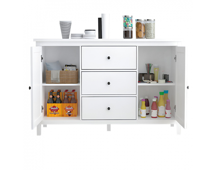 Dvojdverová komoda so zásuvkami Kaleo - biela