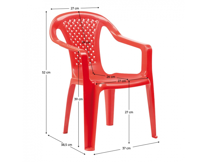 Detská záhradná stohovateľná stolička Kamla - červená