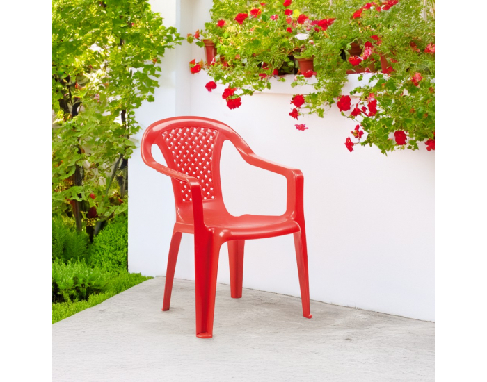 Detská záhradná stohovateľná stolička Kamla - červená
