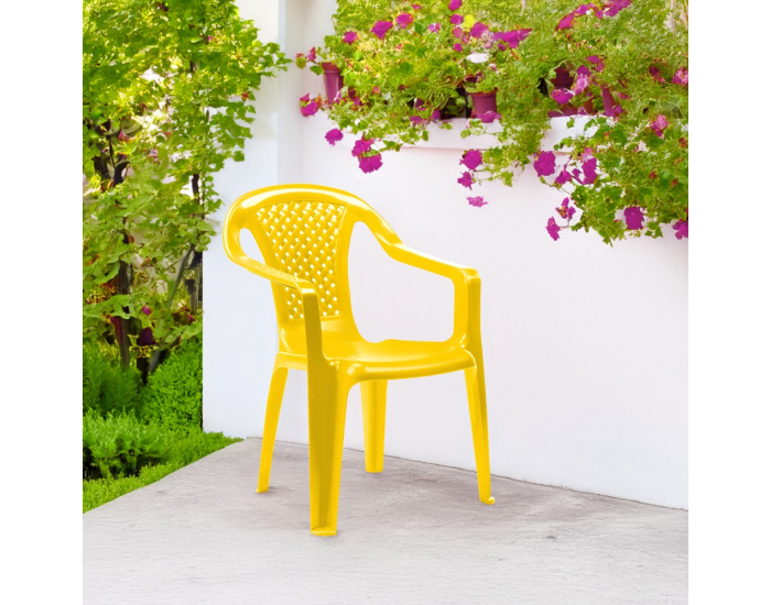 Detská záhradná stohovateľná stolička Kamla - žltá