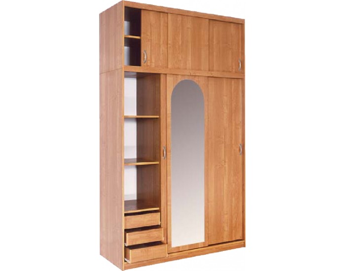 Šatníková skriňa s posuvnými dverami a zrkadlom Kamma 6D - jelša