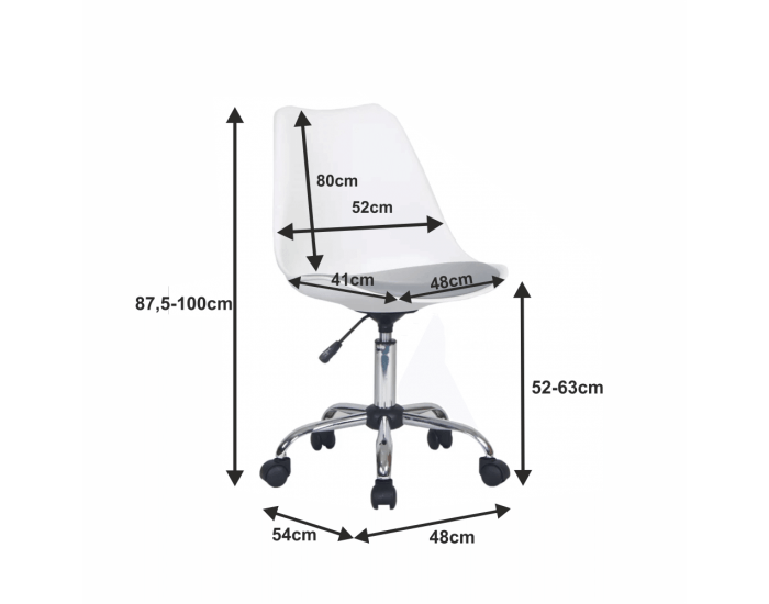 Kancelárska stolička Darisa - biela / sivá / chróm