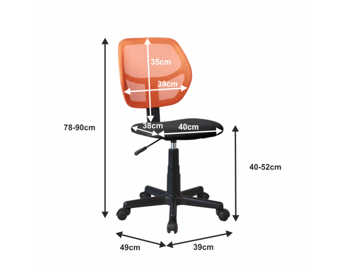 Kancelárska stolička Mesh - oranžová / čierna