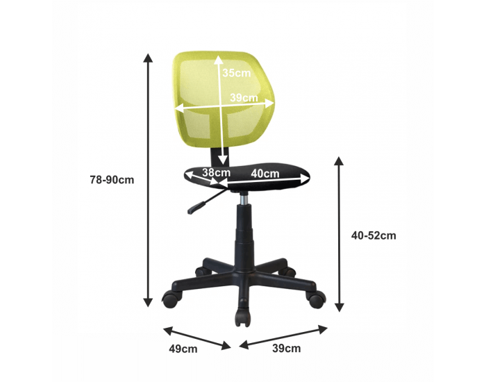 Kancelárska stolička Mesh - zelená / čierna