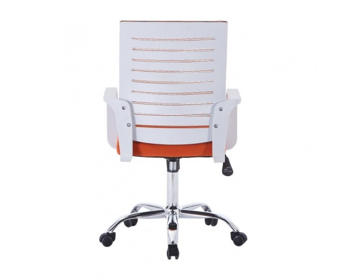 Kancelárska stolička s podrúčkami Cage - oranžová / biela / chróm