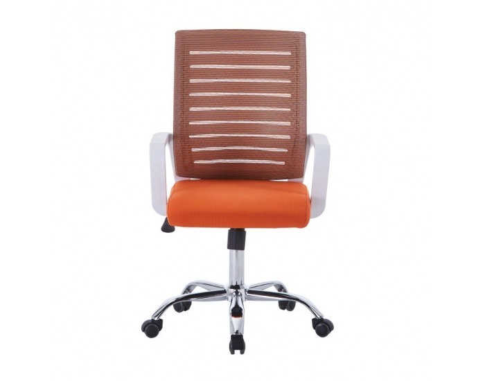 Kancelárska stolička s podrúčkami Cage - oranžová / biela / chróm
