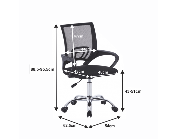 Kancelárska stolička s podrúčkami Dex - čierna / chróm