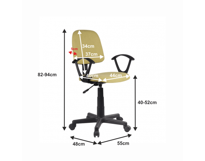 Kancelárska stolička s podrúčkami Tamson - zelená / čierna