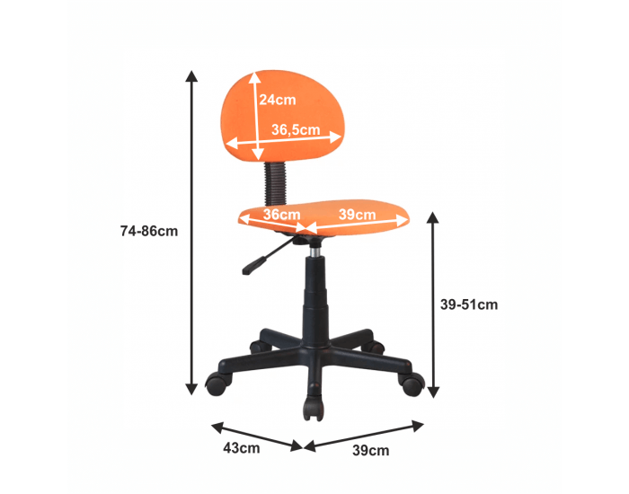 Kancelárska stolička Salim - oranžová / čierna