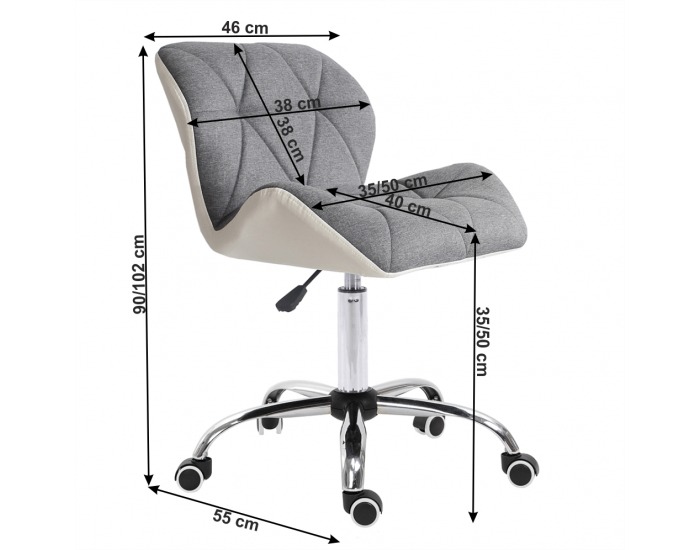 Kancelárske kreslo Badar - biela / sivá / chróm
