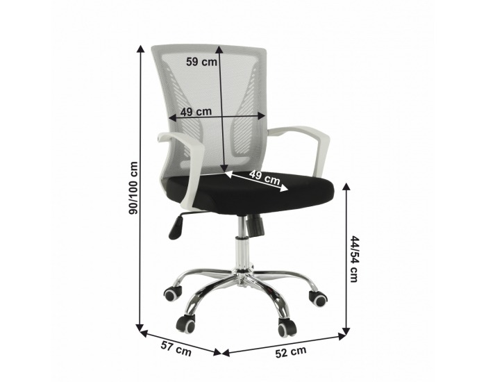 Kancelárske kreslo s podrúčkami Izolda - sivá / čierna / biela / chróm