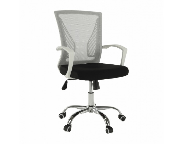 Kancelárske kreslo s podrúčkami Izolda - sivá / čierna / biela / chróm