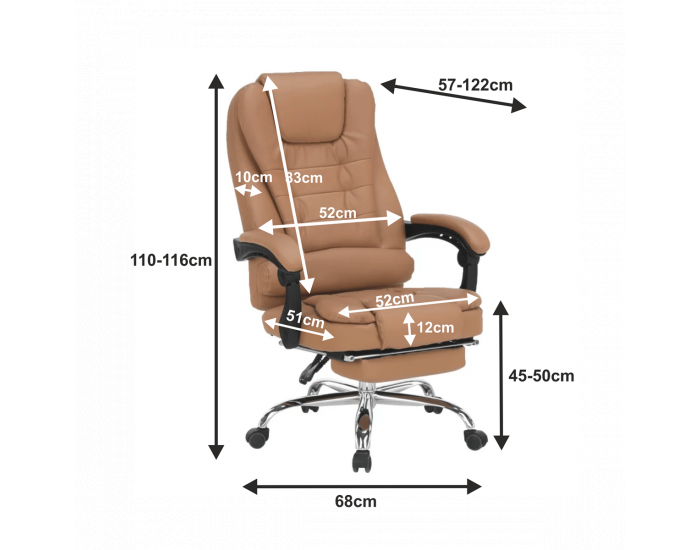 Kancelárske kreslo s podrúčkami Tichon New - hnedá camel / chróm