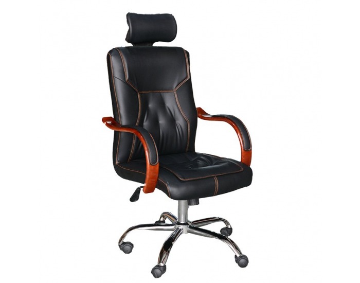 Kancelárske kreslo s podrúčkami Zakar - čierna / čerešňa / chróm