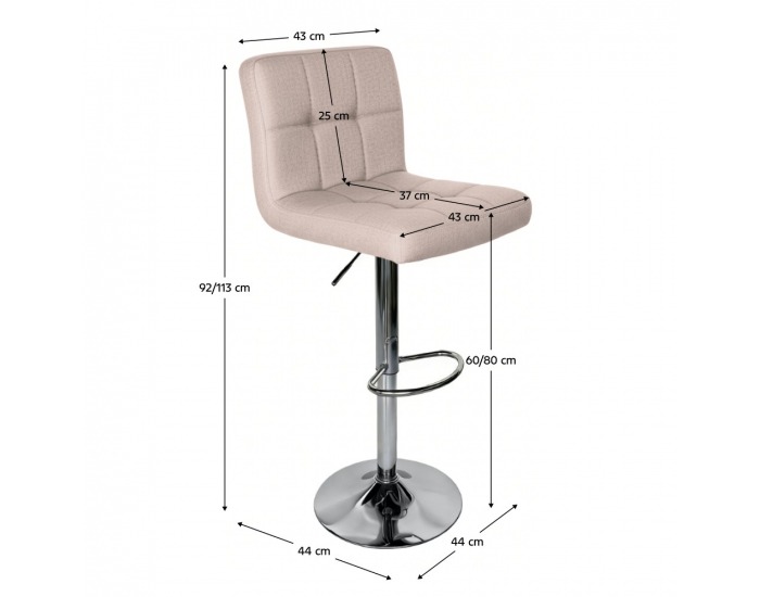 Barová stolička Kandy 2 New - sivohnedá taupe / chróm