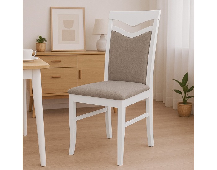 Jedálenská stolička Karla - biela / hnedá