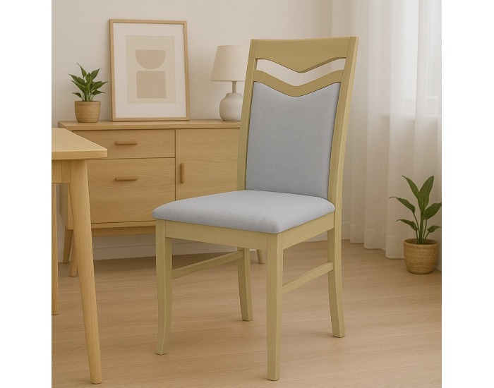 Jedálenská stolička Karla - prírodná / sivá