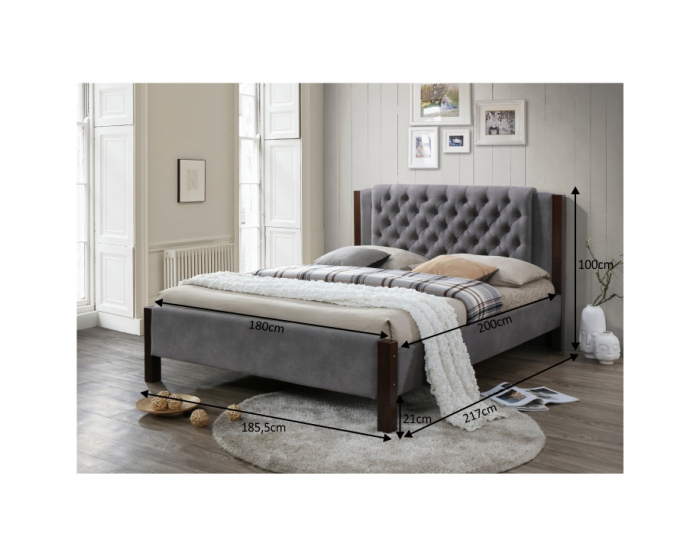 Čalúnená manželská posteľ s roštom Karola 180 180x200 cm - sivá