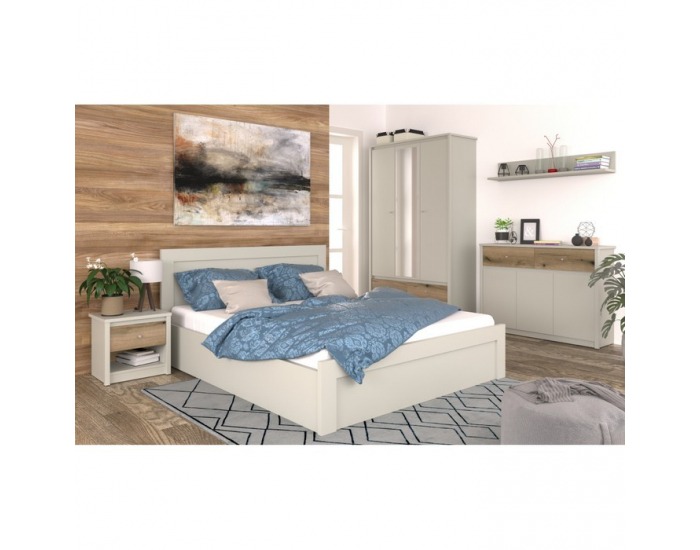 Dvojdverový regál so zásuvkou Karos 2D1S - kašmír / dub evoke