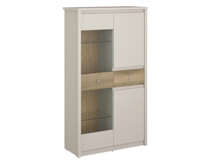 Trojdverová vitrína so zásuvkou Karos 2D1W1S - kašmír / dub evoke