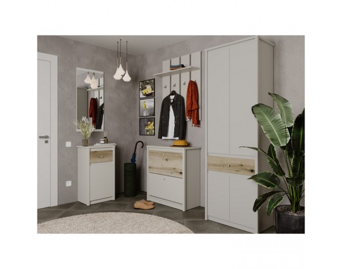 Trojdverová komoda so zásuvkou Karos 3D1S - kašmír / dub evoke