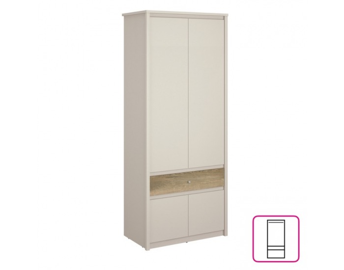 Šatníková skriňa so zásuvkou Karos 4D1S - kašmír / dub evoke