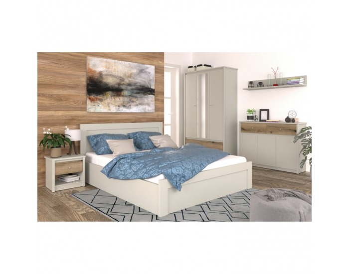 Šatníková skriňa so zásuvkou Karos 4D1S - kašmír / dub evoke