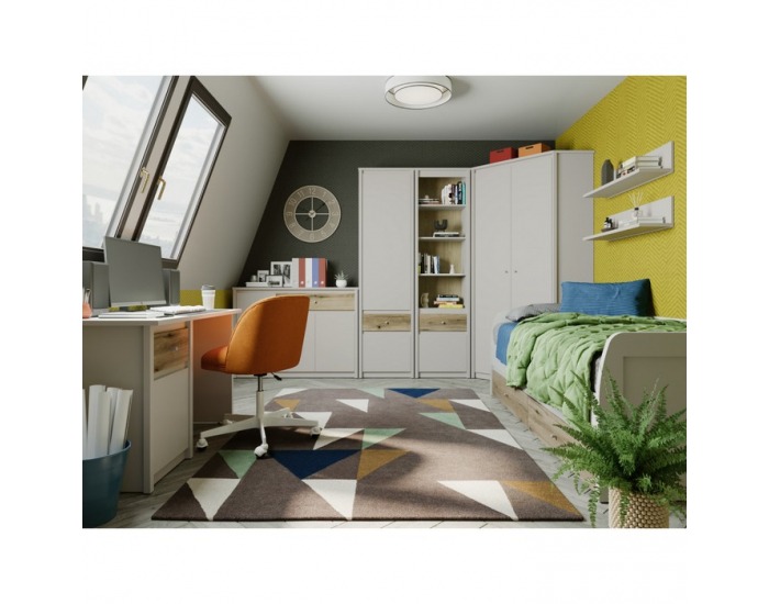 Šatníková skriňa so zásuvkou Karos 4D1S - kašmír / dub evoke