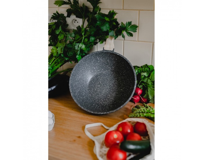 Wok panvica s nepriľnavým povrchom Karote 30 cm - mramor