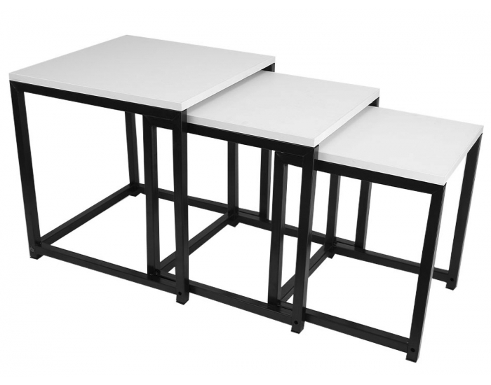 Konferenčný stolík (3 ks) Kastler New Typ 3 - biela / čierna