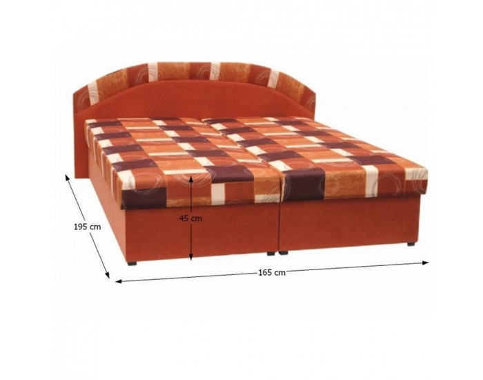 Čalúnená manželská posteľ s úložným priestorom Kasvo M - oranžová / vzor