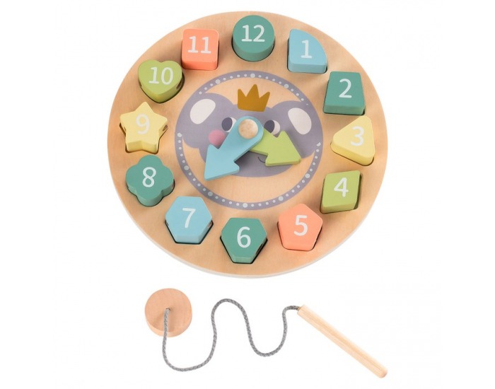 Montessori detské drevené edukačné hodiny Katel - mix farieb