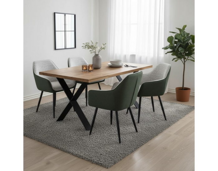 Dizajnové kreslo Katriel - zelená / svetlosivý melír / čierna