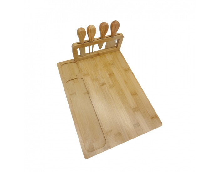 Drevená doska na krájanie syra Keiso - prírodná / strieborná