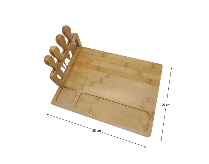 Drevená doska na krájanie syra Keiso - prírodná / strieborná