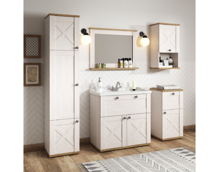 Kúpeľňová skrinka na stenu Keit SH - sosna Andersen / dub riviera