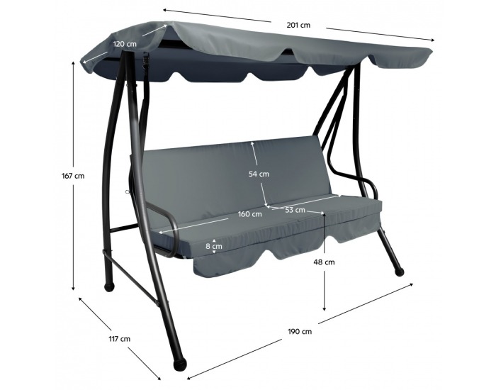 Záhradná hojdačka Kemi - sivá