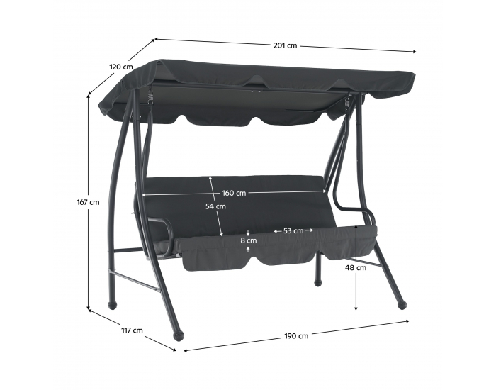 Záhradná hojdačka Kemi - sivá