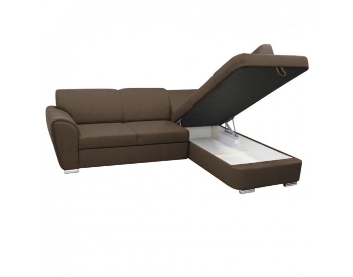 Rohová sedačka s rozkladom a úložným priestorom Kenai Roh P - tmavohnedá