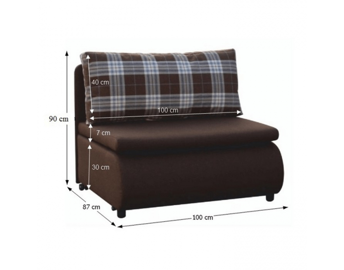 Rozkladacie kreslo s úložným priestorom Keny New - hnedá / vzor