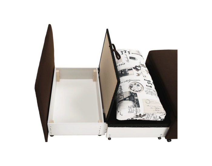 Rozkladacie kreslo s úložným priestorom Keny New - hnedá / vzor (Paris 03)