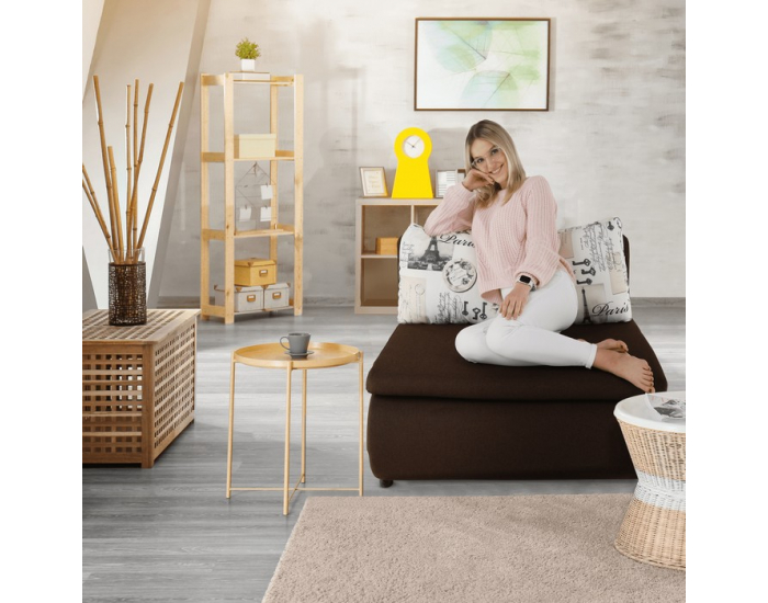 Rozkladacie kreslo s úložným priestorom Keny New - hnedá / vzor (Paris 03)