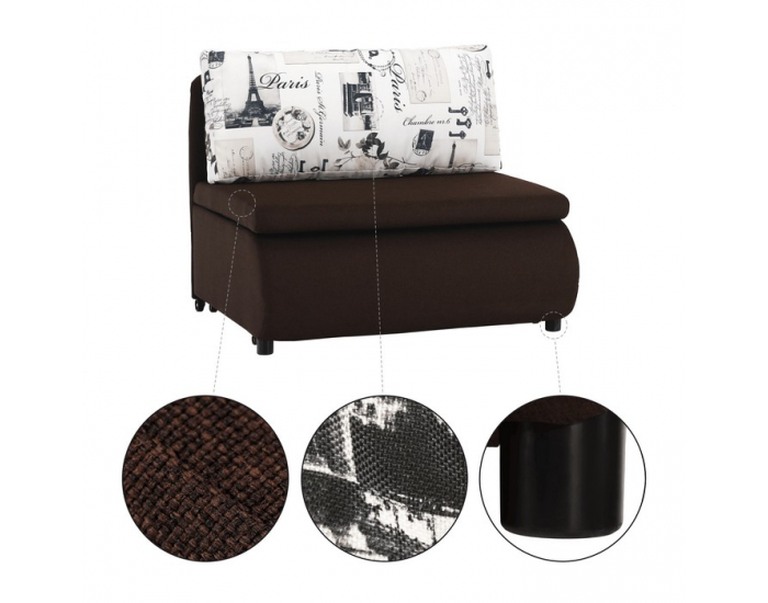 Rozkladacie kreslo s úložným priestorom Keny New - hnedá / vzor (Paris 03)