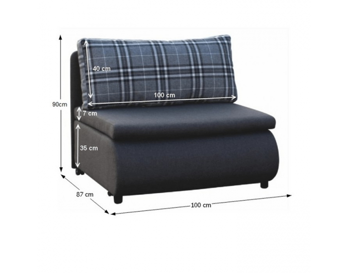 Rozkladacie kreslo s úložným priestorom Keny New - sivá / vzor