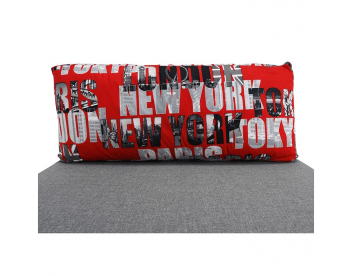 Rozkladacie kreslo s úložným priestorom Keny New - sivá / vzor (Tokyo red)